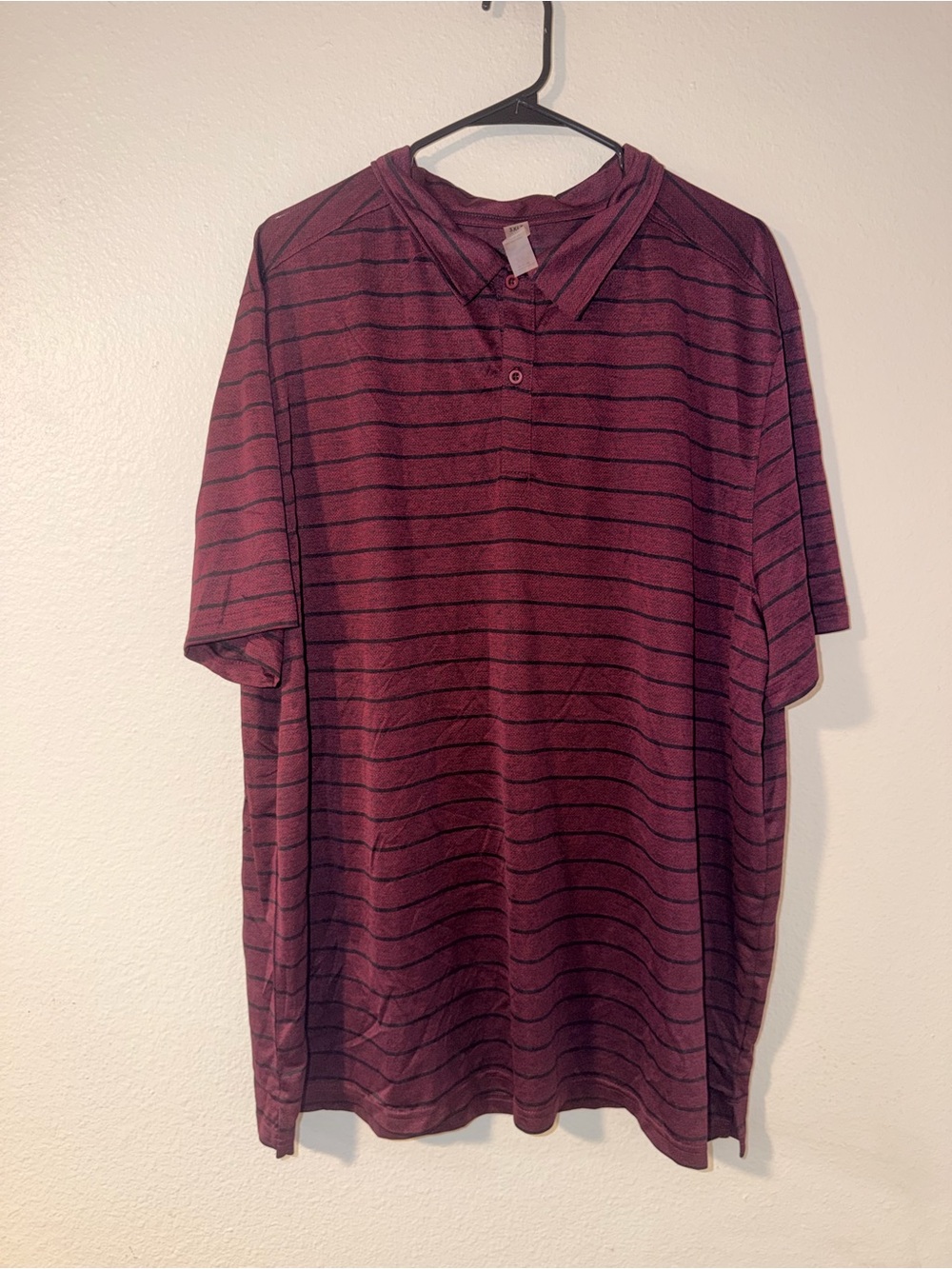 dip Men's Burgundy and Black Striped Polo Shirt